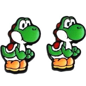 Mario Brothers Yoshi Green Dinosaur Character Stud Earrings